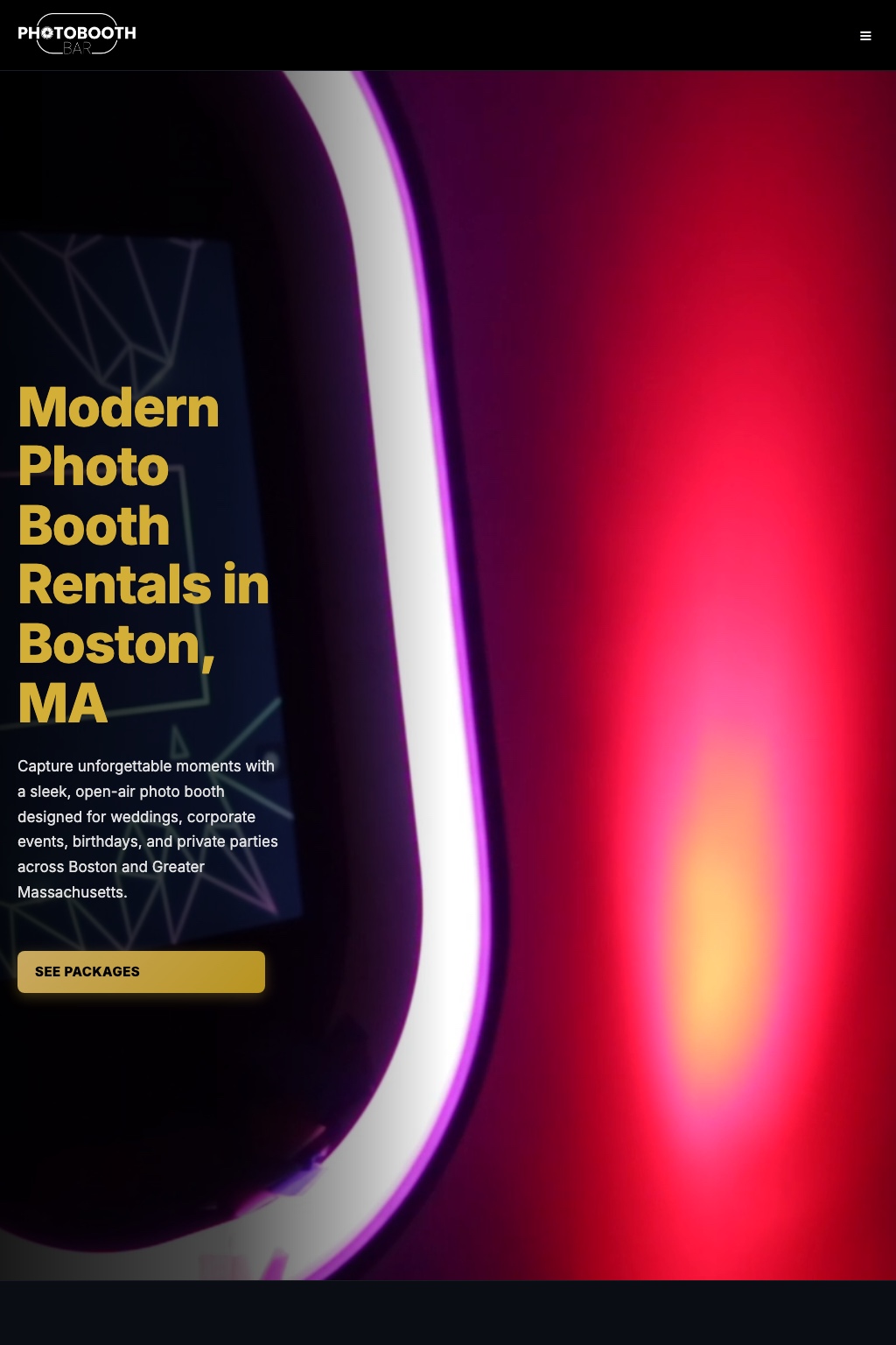 PhotoBooth Bar homepage